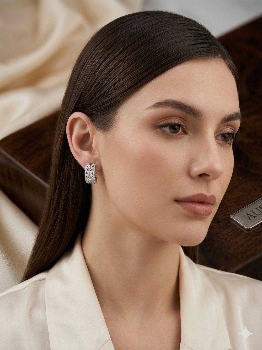 Silver Crystal stud Earrings - Women Jewelry